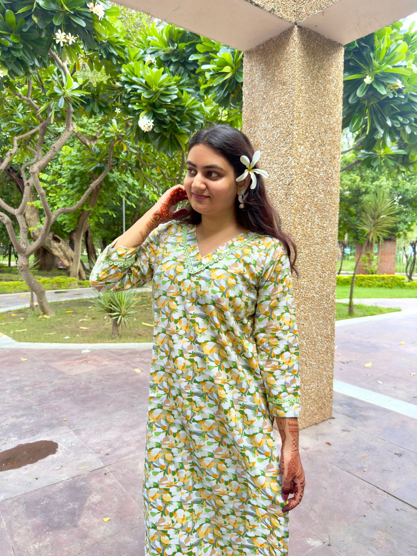 Lemon Print Straight Kurti for Women – Summer Casual Ethnic Wear