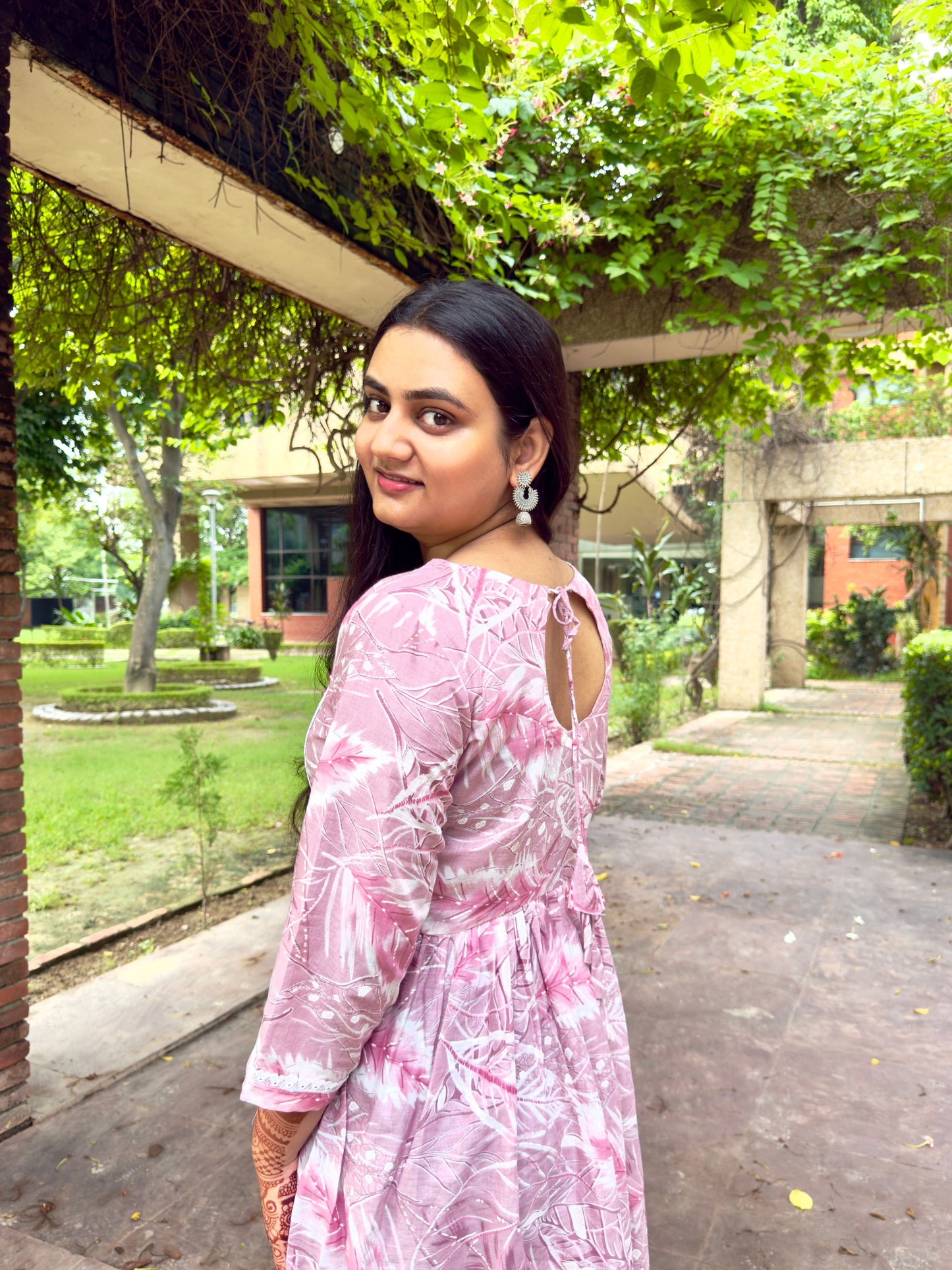 Pink Printed Peplum Kurti for Women – Stylish Casual Ethnic Wear