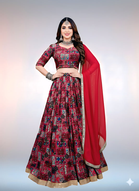 Designer Navratri Lehenga Choli with Elegant Lace-Up Back & Dupatta