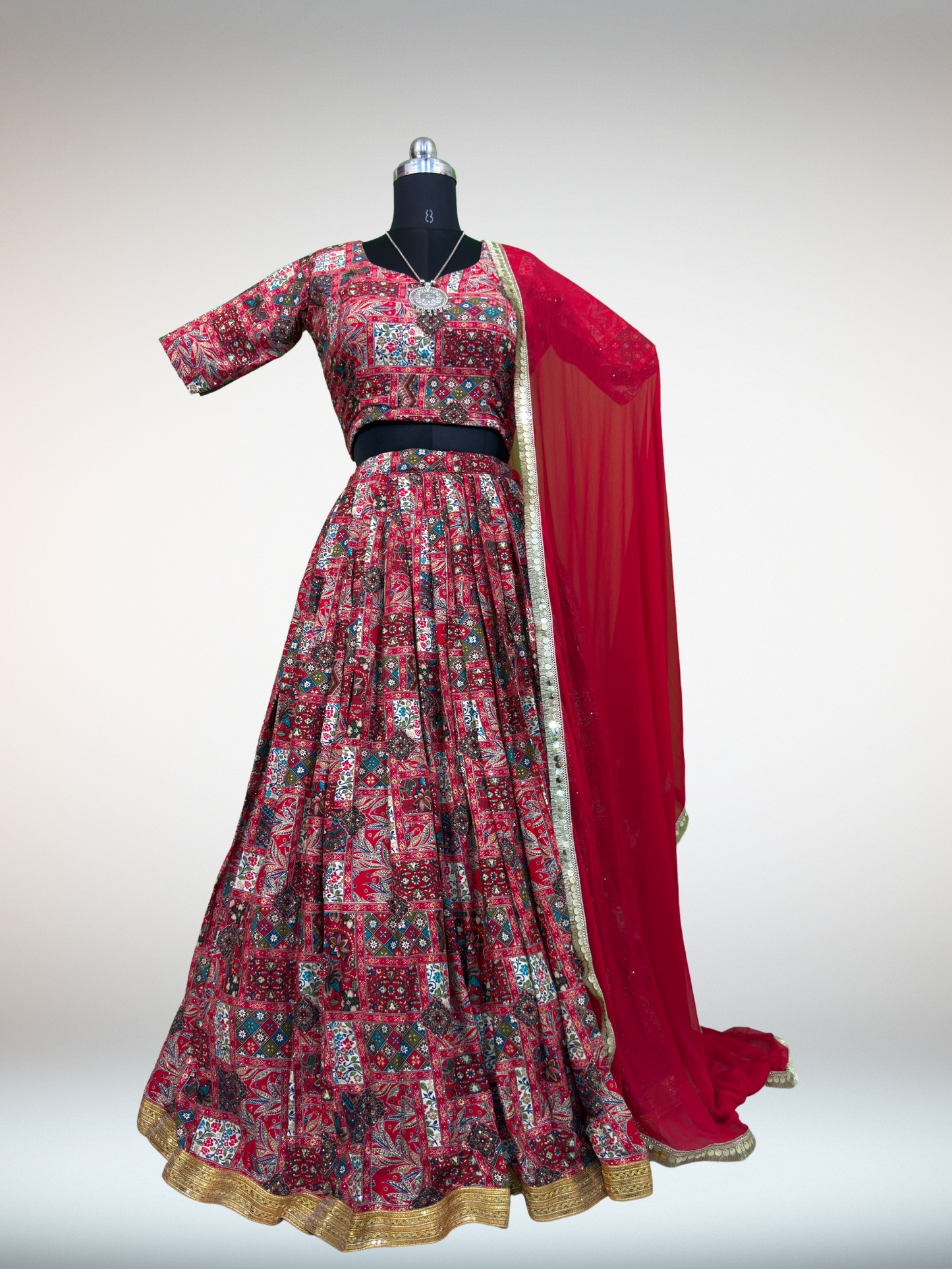 Designer Navratri Lehenga Choli with Elegant Lace-Up Back & Dupatta